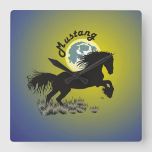Mustang horse lover square wall clock