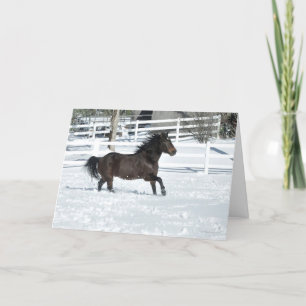 Mustang Horse Running in Snow Christmas Card