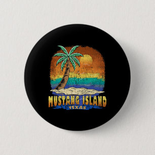 Mustang Island Texas Vintage Distressed Souvenir 6 Cm Round Badge
