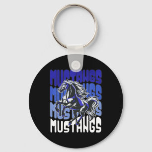 Mustang Mascot School Spirit Sports Team Football Key Ring
