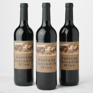 Mustang Muscadine Wine Natural Wild Horses Nature Label