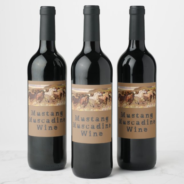 Mustang Muscadine Wine Natural Wild Horses Nature  Label (Bottles)