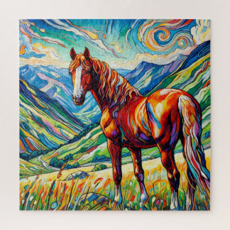Mustang on a Hillside 600 Piece Puzzle