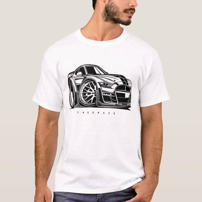 Mustang Shelby GT500 Toon Art Car Enthusiast T-Shirt (Front)
