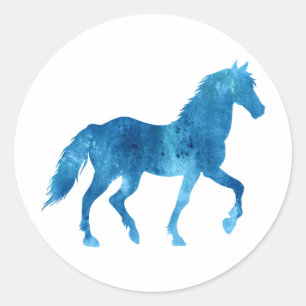 Mustang  silhouette - Choose background colour Classic Round Sticker