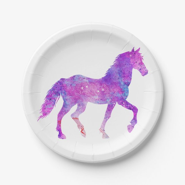 Mustang  silhouette - Choose background colour Paper Plate (Front)