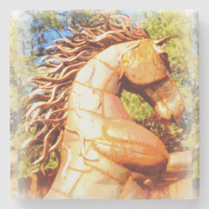 mustang stallion stone coaster