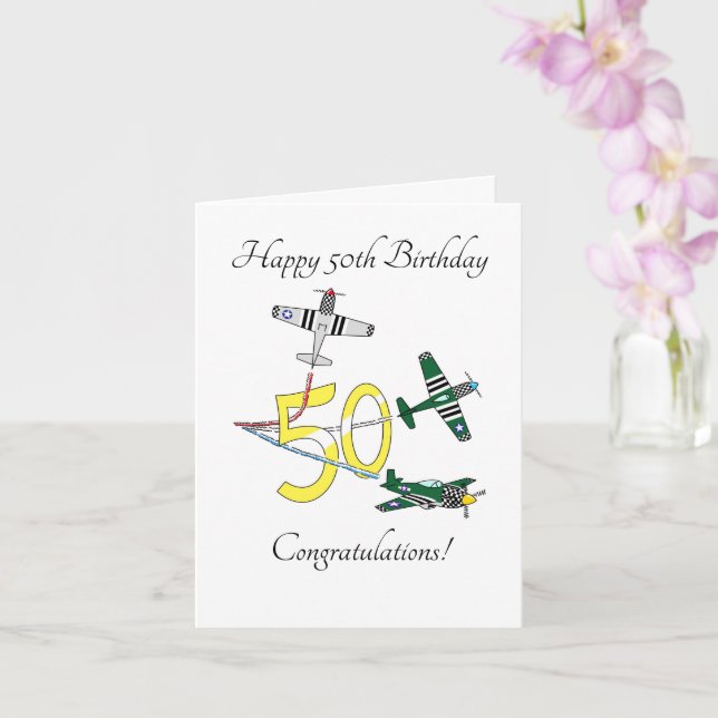 Mustangs 50th Birthday Card (Orchid)