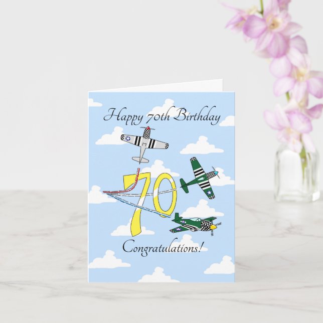 Mustangs 70th (Blue Sky) Birthday Card (Orchid)