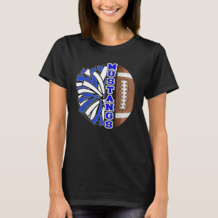 Mustangs Footll Cheer Blue White School Spirit  T-Shirt