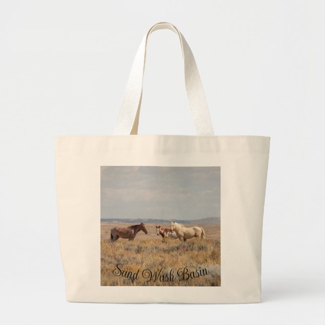 Mustangs of Sand Wash Basin Large Tote Bag (Front)