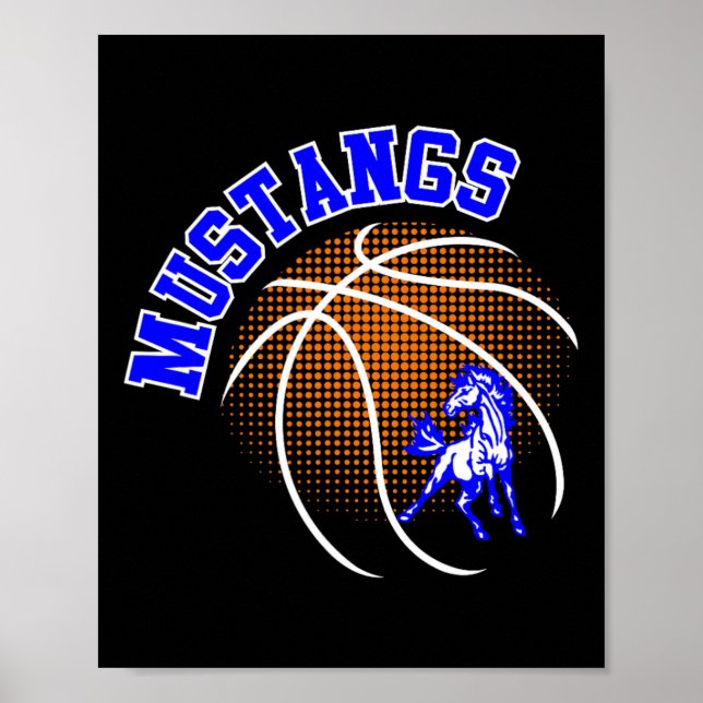 Mustangs Sketll Mustang Pride School Spirit Mascot Poster (Front)