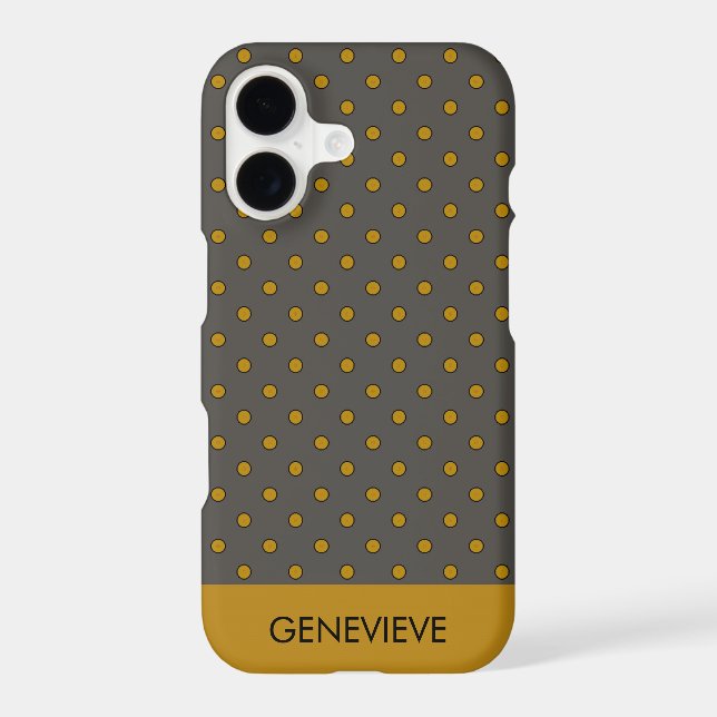 Mustard and Brown Polka Dots Pattern Monogram (Back)