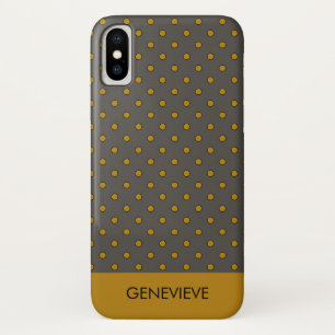 Mustard and Brown Polka Dots Pattern Monogram Case-Mate iPhone Case