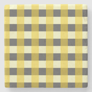 MUSTARD AND CHARCOAL CHECK STONE COASTER