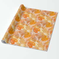 Mustard and Ginger Tropical Palm Leaf Pattern