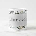 Mustard and olive watercolor foliage personalised large coffee mug<br><div class="desc">Mustard and olive watercolor foliage personalised gift. Part of a collection. Ideal new home,  Birthday,  wedding or Holiday gift.</div>