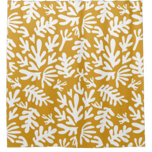 Mustard and white abstract boho Modern Pattern Shower Curtain
