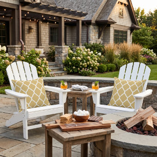 Mustard and White Moroccan Pattern Cushion