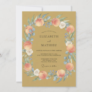 Mustard Apricot Peony Wedding Invitation