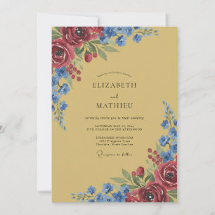 Mustard Azure Petal Wedding Invitation