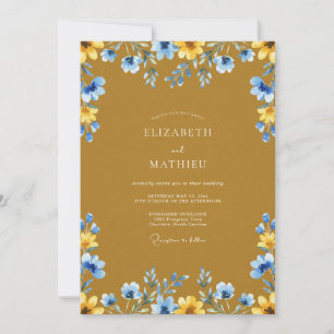 Mustard Azure Wildflower Wedding Invitation