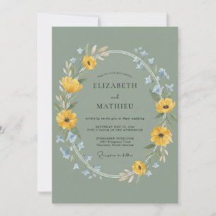Mustard Azure Wreath Wedding Invitation