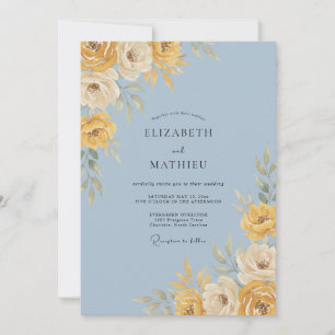 Mustard Blue Exquisite Meadow Wedding Invitation