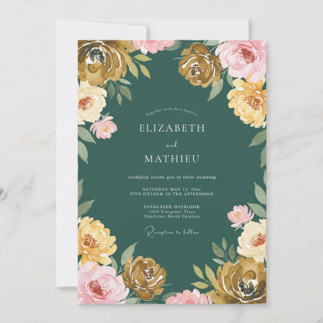 Mustard Blush Painted Wedding Invitation (Front)