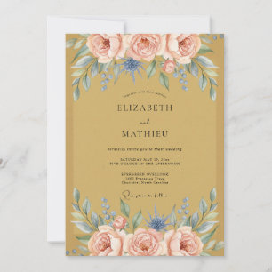 Mustard Blush Peony Wedding Invitation