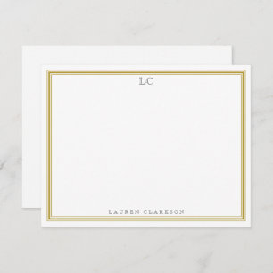 Mustard Border Monogram Stationery Note Card