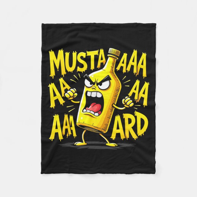Mustard Bottle Scream Funny Condiment Rap Humor  Fleece Blanket (Front)