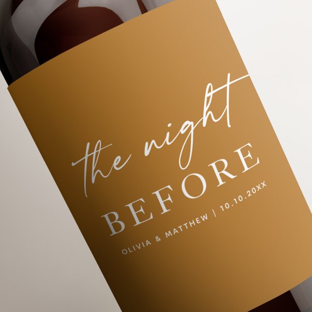Mustard Brown Rehearsal Dinner | Night Before Wine Label (Creator Uploaded)