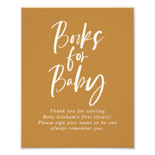 Mustard Calligraphy Books for Baby Shower Sign