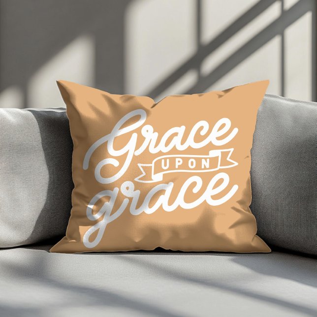 Mustard Christian Grace upon grace Throw Pillow (Creator Uploaded)