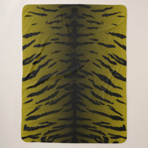 Mustard-colored tiger pattern sherpa blanket