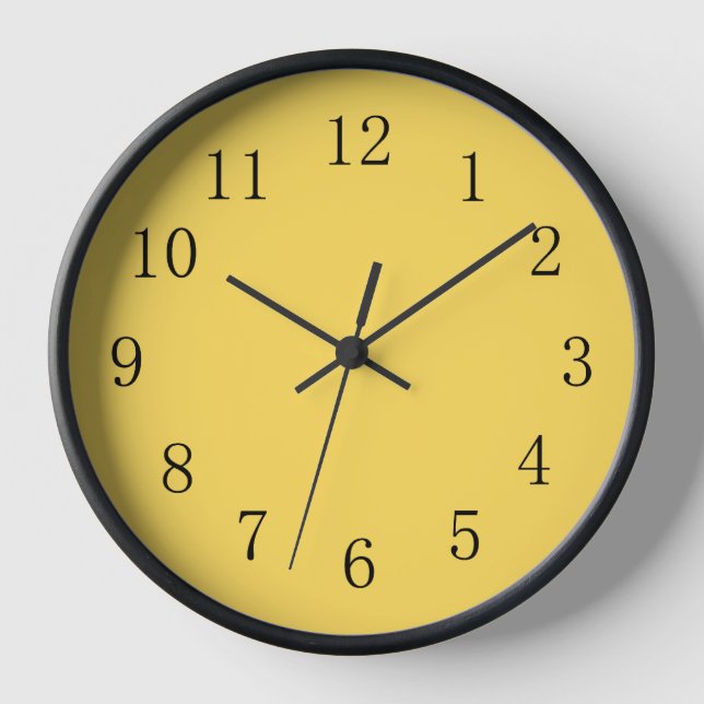 Mustard Colour Yellow Kitchen Wall Clock (Front)