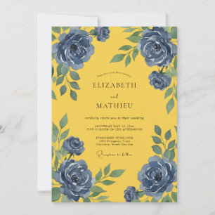 Mustard Cornflower Petal Wedding Invitation