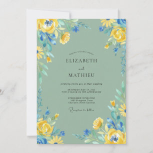 Mustard Cornflower Wildflower Wedding Invitation