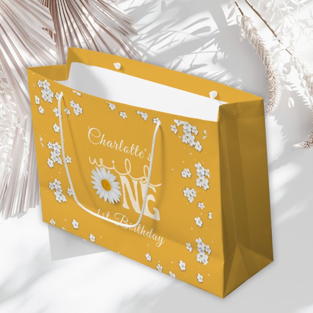 Mustard Daisy Wild One 1st Birthday Large Gift Bag (Creator Uploaded)