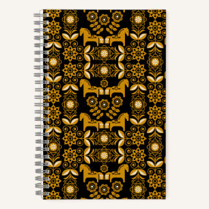 Mustard Dala Swedish Horse Print Notebook