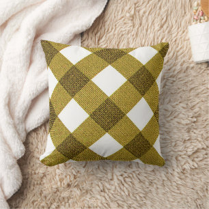 Mustard Diagonal Buffalo Chequered Throw Pillow