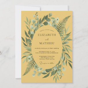 Mustard Fern Foliage Wedding Invitation