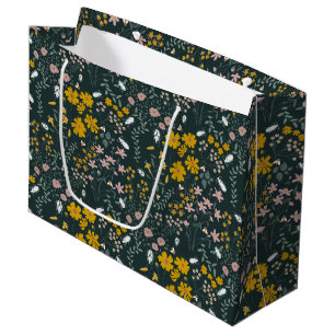 Mustard Floral Beetles & Bees Bohemian Wildflowers Large Gift Bag