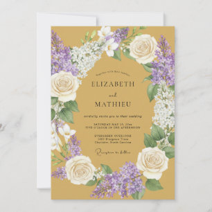 Mustard Floral Laurel Wedding Invitation
