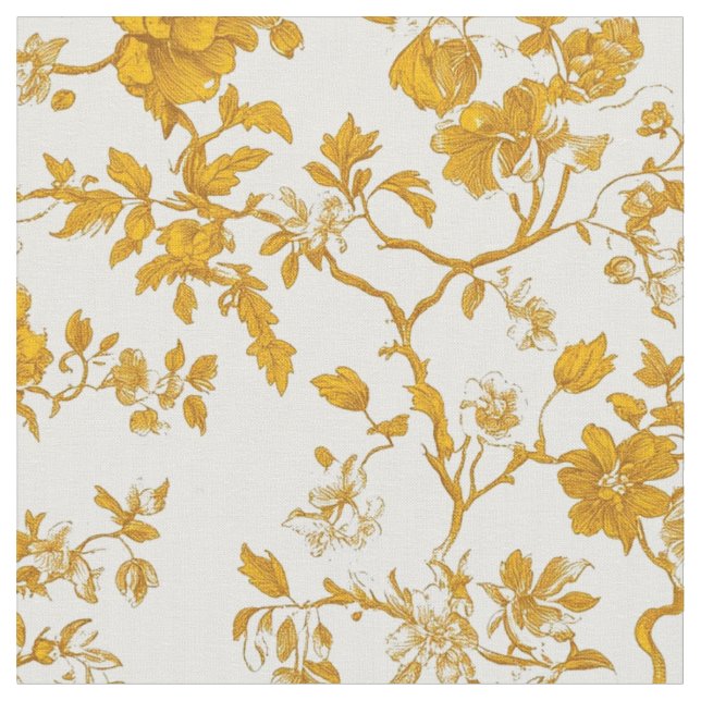 Mustard Floral Sprigs Fabric (Close Up)