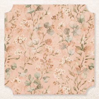 Mustard Floral Vintage Vine Botanical Baby Blanket Paper Coaster