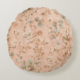 Mustard Floral Vintage Vine Botanical Baby Blanket Round Cushion