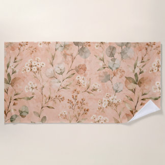 Mustard Floral Vintage Vine Botanical Throw Blanke Beach Towel