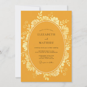 Mustard Foliage Soft Eucalyptus Wedding Invitation